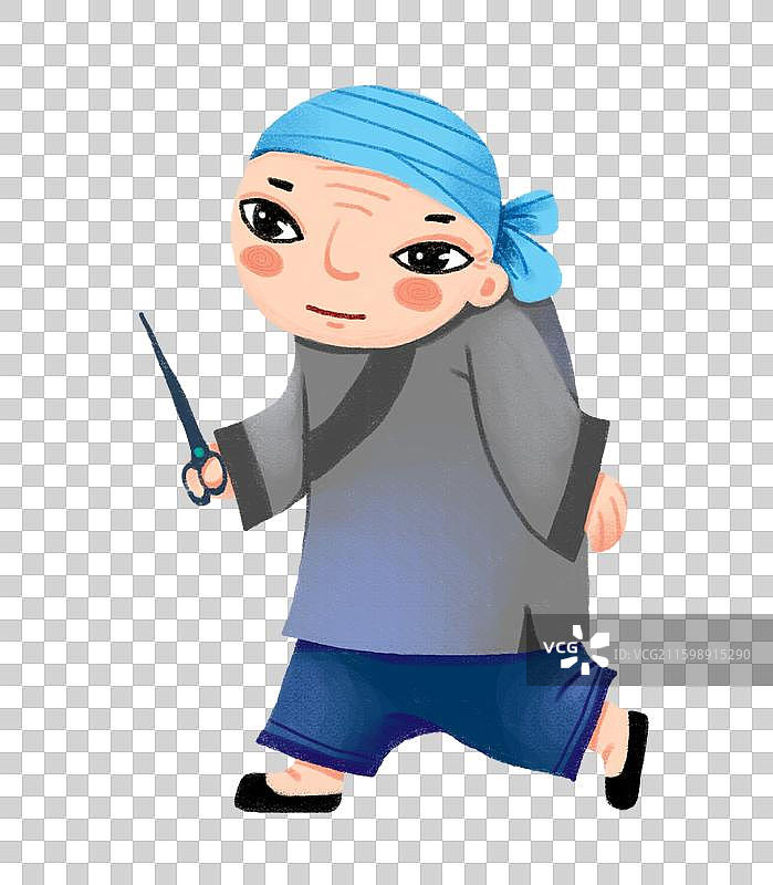 免抠元素 人物插画 拿着剪刀走路的人图片素材