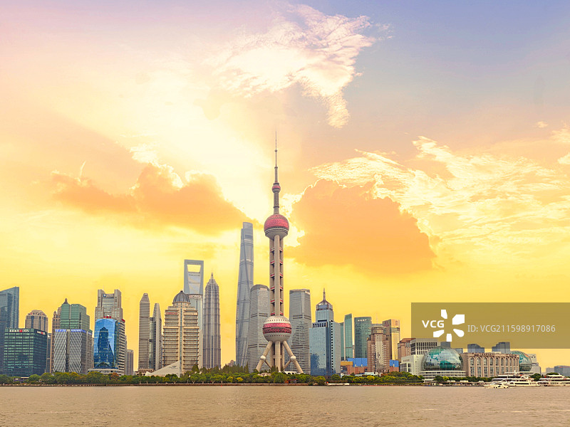 上海陆家嘴日落夕阳图片素材