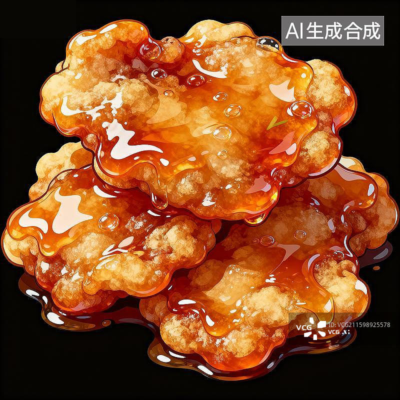 【AI数字艺术】漫画风格中华美食，锅包肉插画图片素材