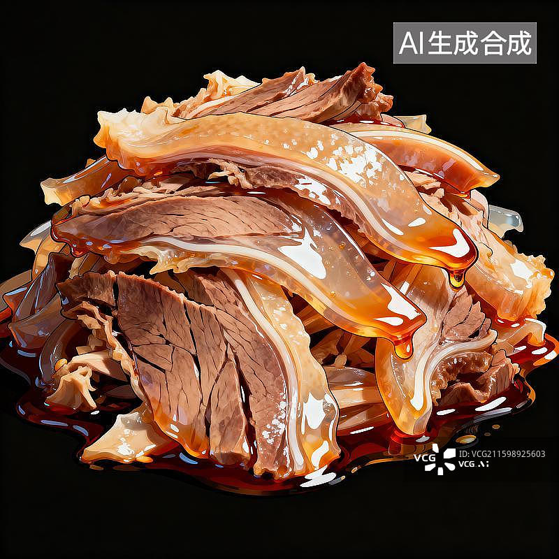 【AI数字艺术】漫画风格中华美食，夫妻肺片插画漫画图片素材