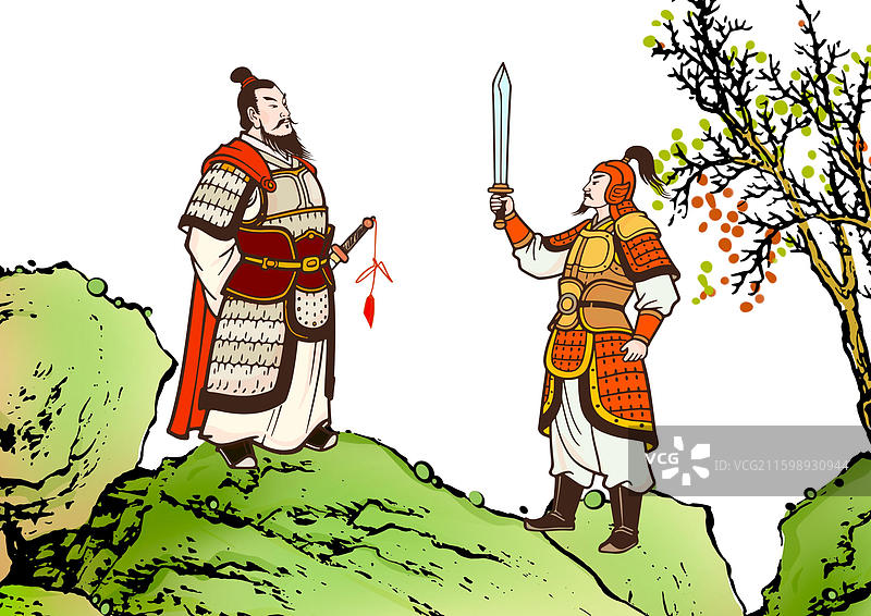 古代 传统服装 人物插画 文学 插图 图画书 孙本 庞涓图片素材