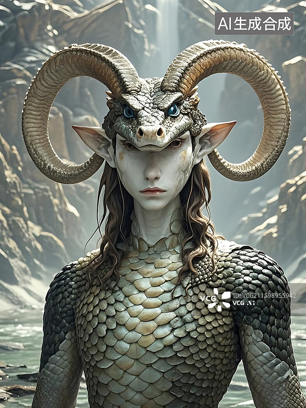 【AI数字艺术】奇幻蛇人肖像图片素材