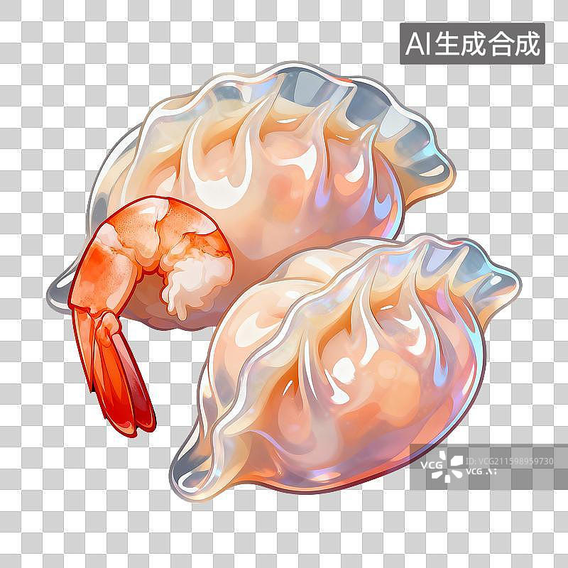 【AI数字艺术】漫画风格中华美食，虾饺漫画插画图片素材