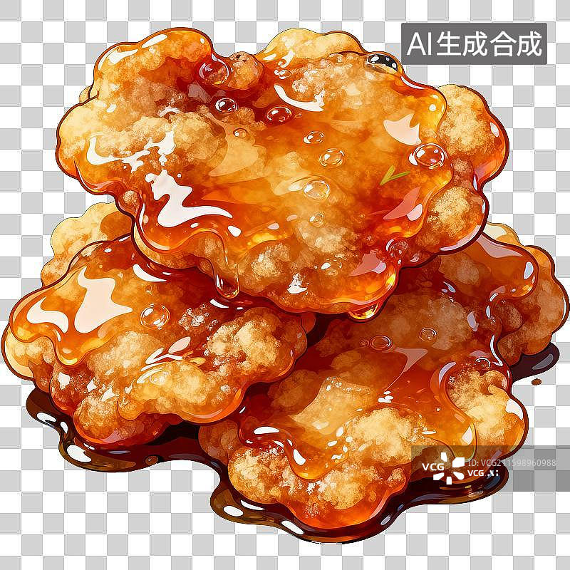 【AI数字艺术】漫画风格中华美食，锅包肉插画图片素材