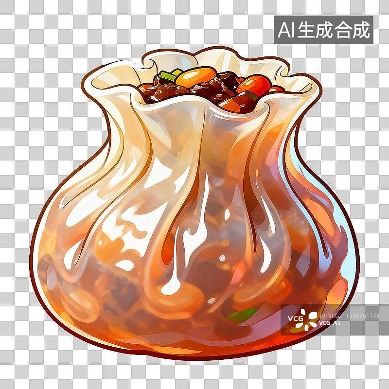 【AI数字艺术】漫画风格中华美食，烧麦漫画插画图片素材