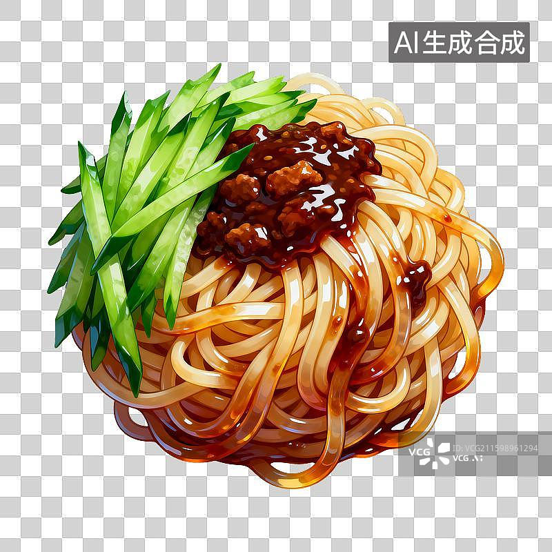 【AI数字艺术】漫画风格中华美食，炸酱面插画漫画图片素材