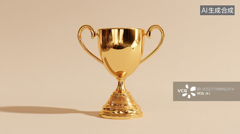 【AI数字艺术】3D 金色简约奖杯艺术图片素材