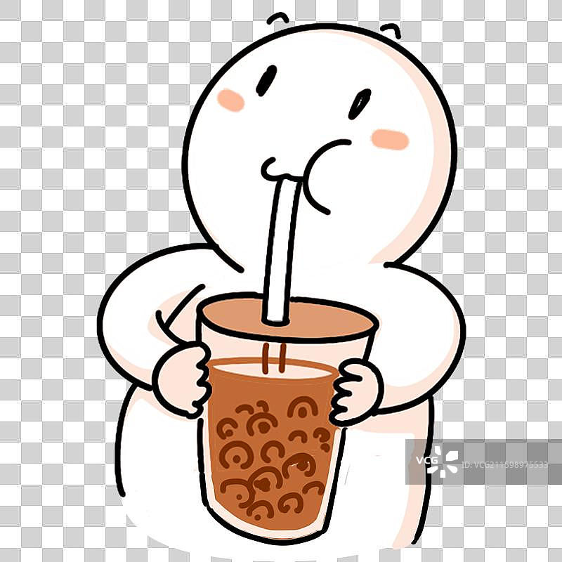 人物喝奶茶元素图片素材