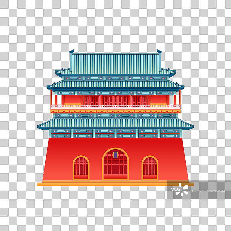 国风最美中轴线北京鼓楼插画免抠元素图片素材