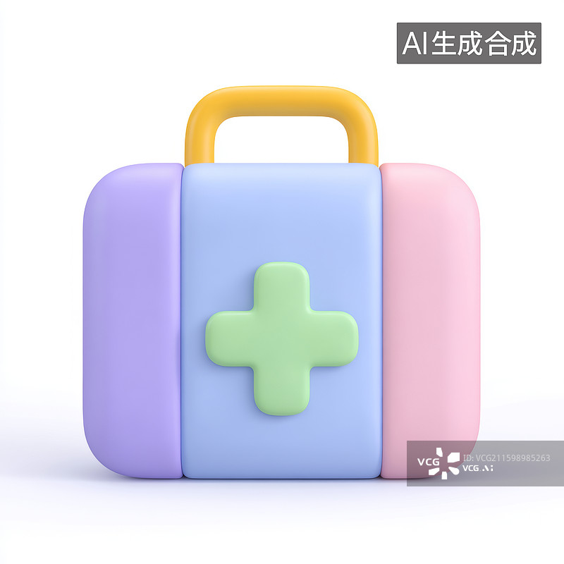 【AI数字艺术】彩色的卡通医药箱图片素材