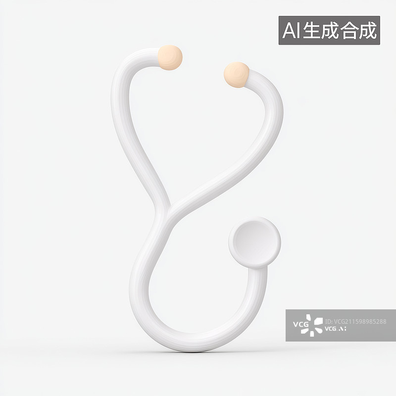 【AI数字艺术】白色卡通听诊器图片素材