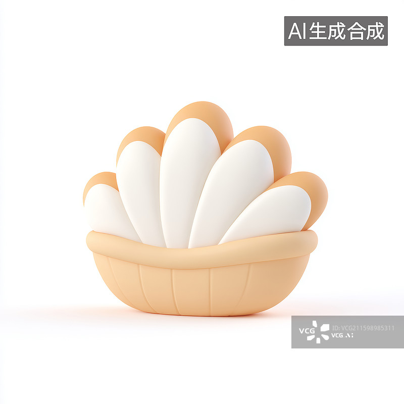 【AI数字艺术】卡通的贝壳在白色背景上图片素材