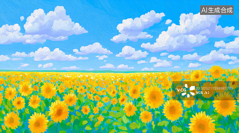 【AI数字艺术】盛开的向日葵图片素材