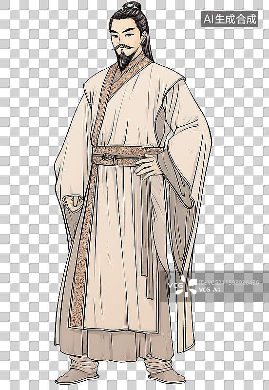 【AI数字艺术】古代男性插图插画人物元素图片素材