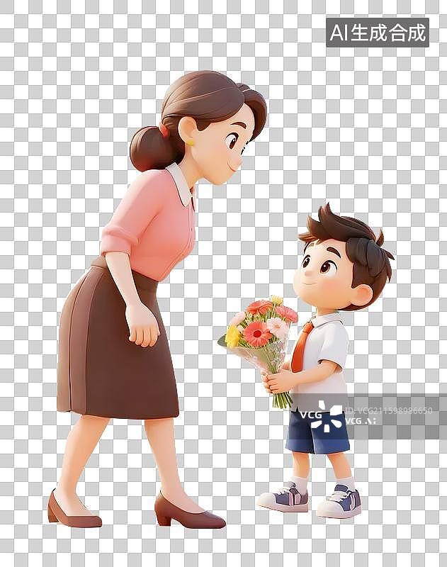 【AI数字艺术】感谢恩师 3D卡通教师节图片素材