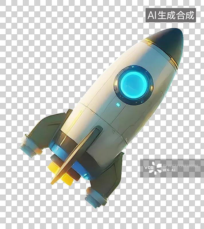 【AI数字艺术】3D卡通火箭发射成功图片素材