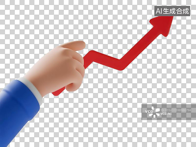 【AI数字艺术】手上的红色上升趋势去图片素材