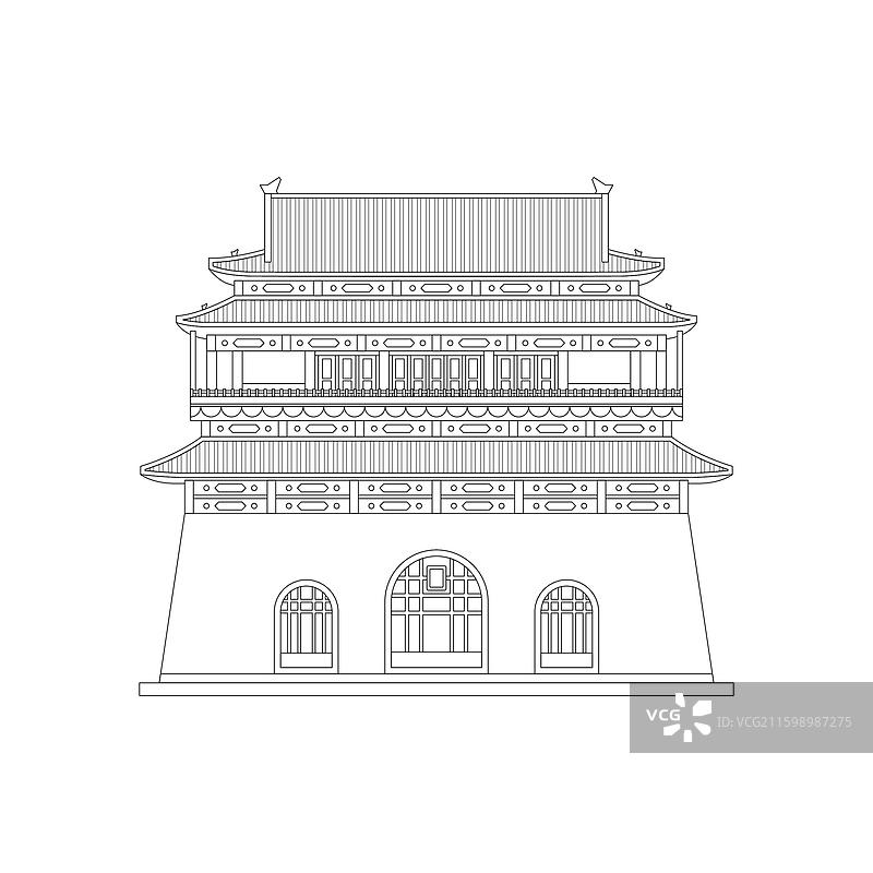 国风最美中轴线北京鼓楼插画图片素材