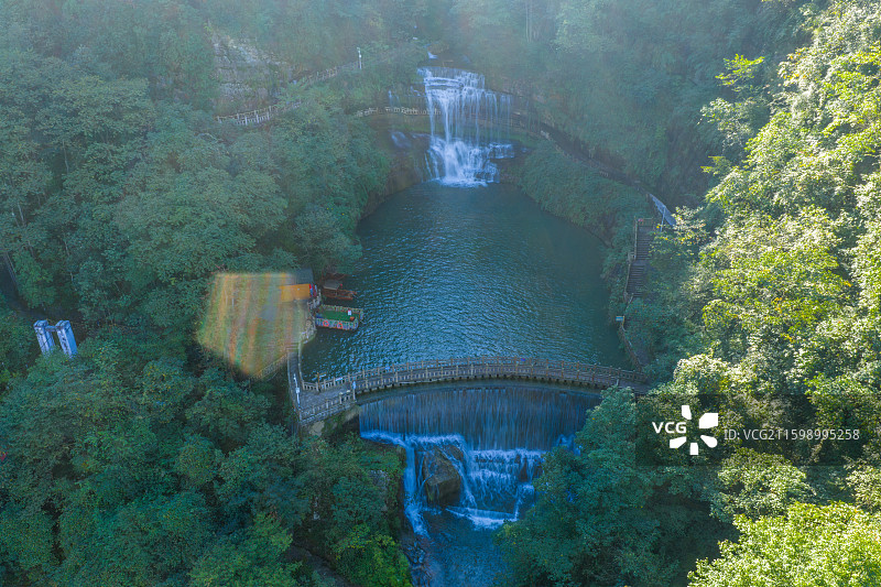 云南省昭通市大关县黄连河瀑布公园风光图片素材