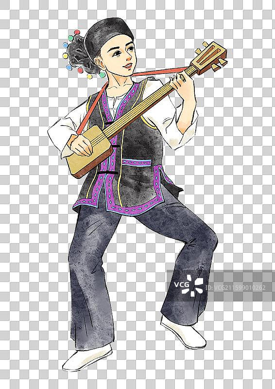 56民族，云南少数民族布朗族，得玎。图片素材