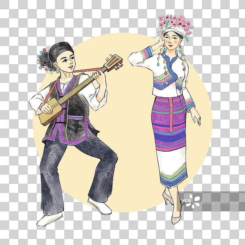 56民族，云南少数民族布朗族，得玎。图片素材