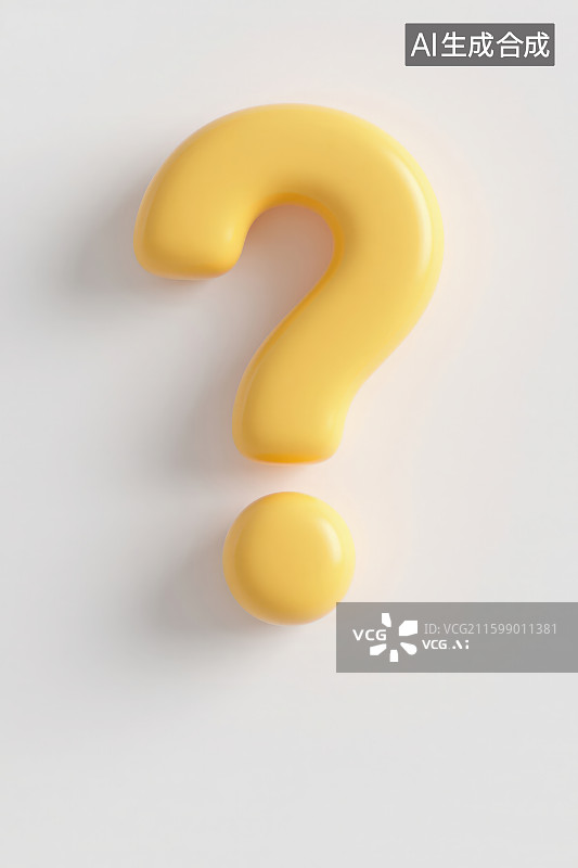【AI数字艺术】白色背景下的黄色问号图案图片素材