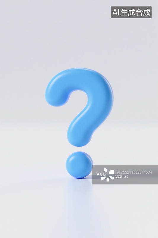 【AI数字艺术】白色背景下的蓝色问号图案图片素材