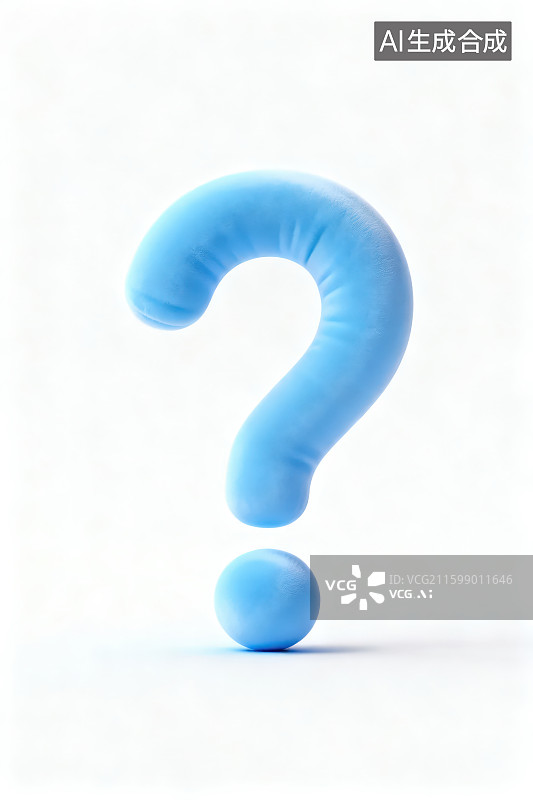 【AI数字艺术】白色背景下的蓝色问号图案图片素材