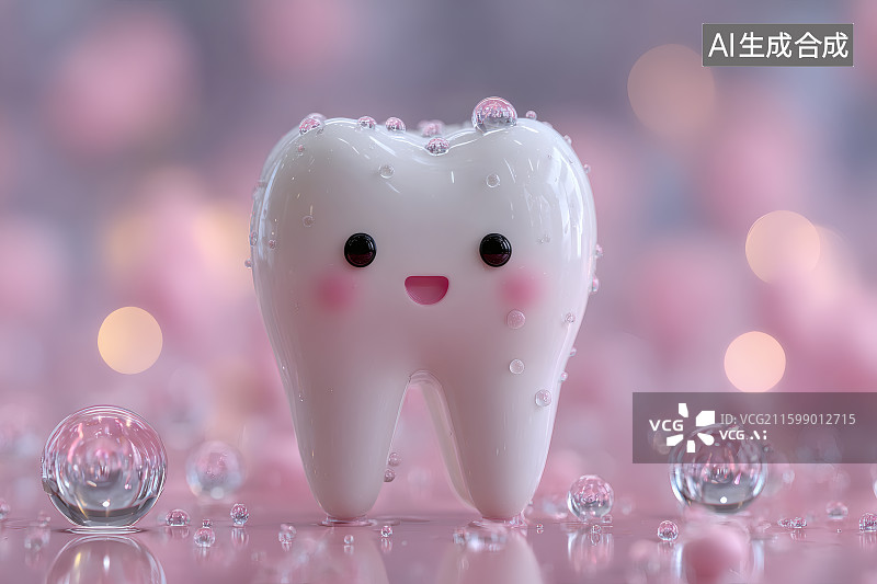 【AI数字艺术】一颗牙齿，画着笑脸，口腔卫生图片素材