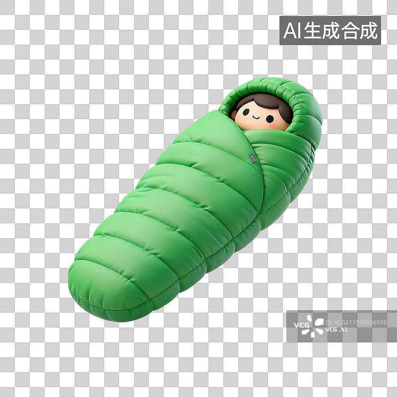 【AI数字艺术】3D渲染，睡袋，露营，旅游，旅行，免抠元素图片素材