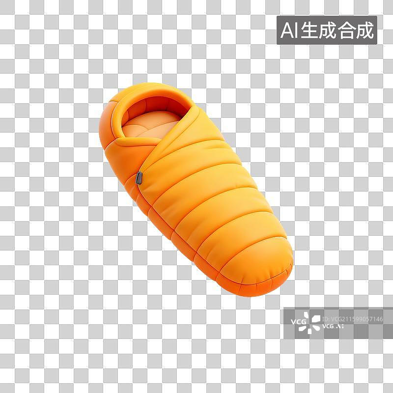 【AI数字艺术】3D渲染，睡袋，露营，旅游，旅行，免抠元素图片素材