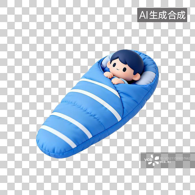 【AI数字艺术】3D渲染，睡袋，露营，旅游，旅行，免抠元素图片素材