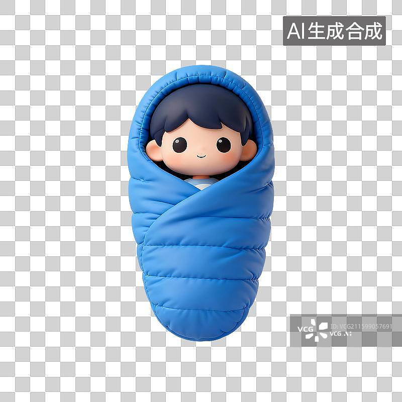 【AI数字艺术】3D渲染，睡袋，露营，旅游，旅行，免抠元素图片素材