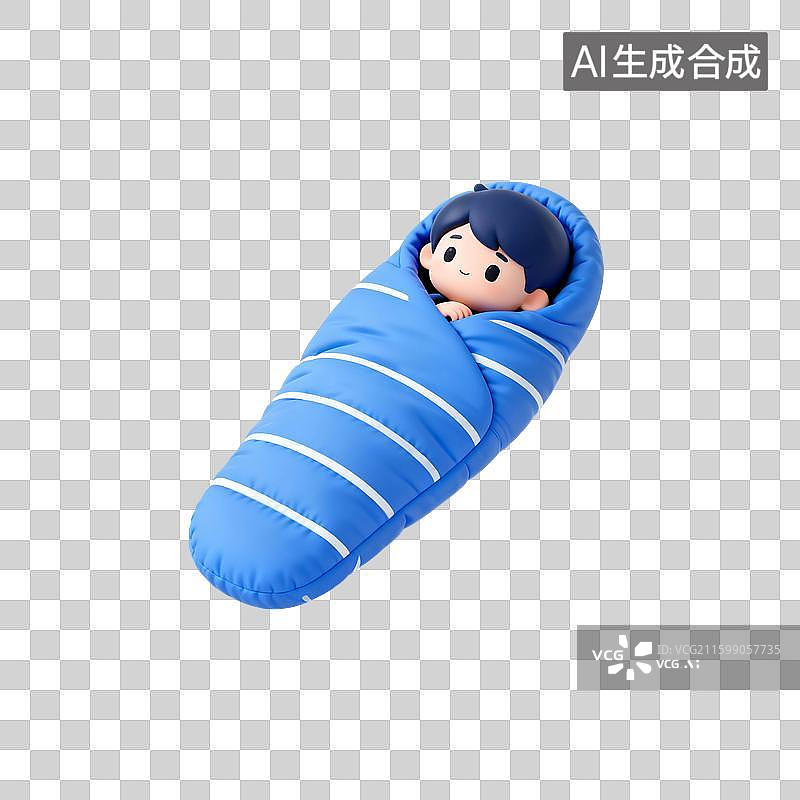 【AI数字艺术】3D渲染，睡袋，露营，旅游，旅行，免抠元素图片素材