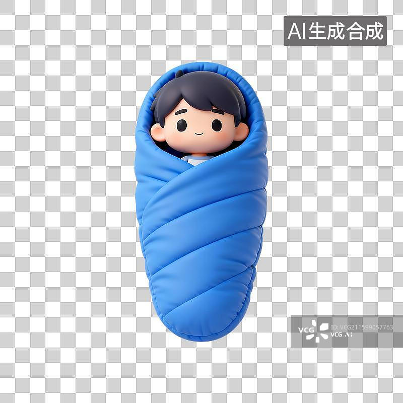 【AI数字艺术】3D渲染，睡袋，露营，旅游，旅行，免抠元素图片素材