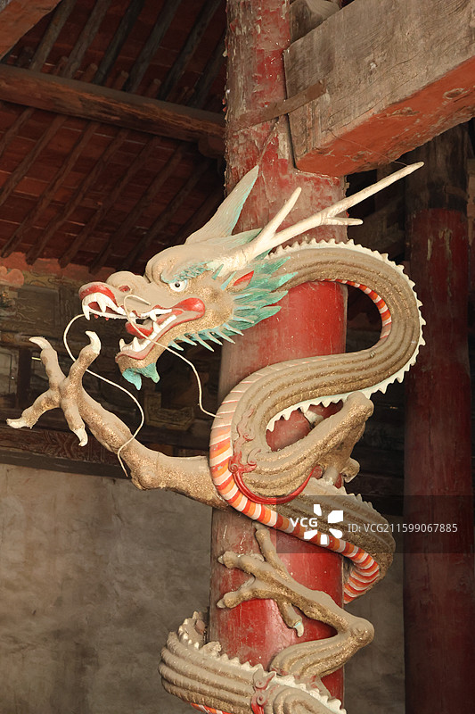 晋祠盘龙柱图片素材