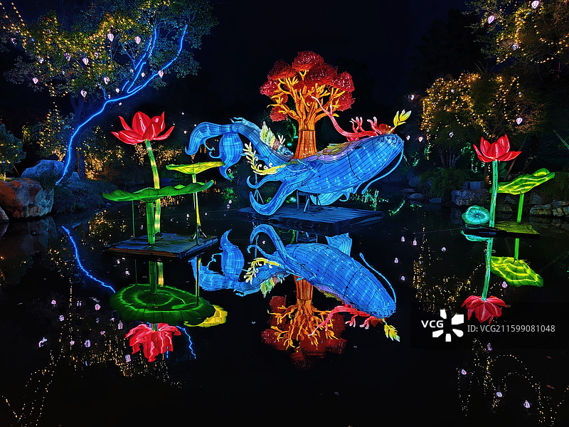 颖上尤家花园中秋花灯图片素材