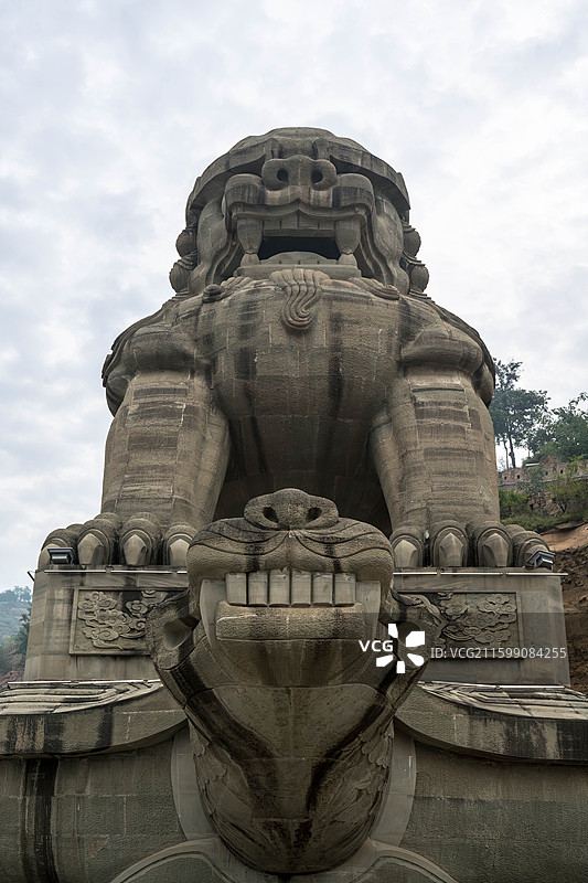 绥德石雕之世界最大石狮子图片素材