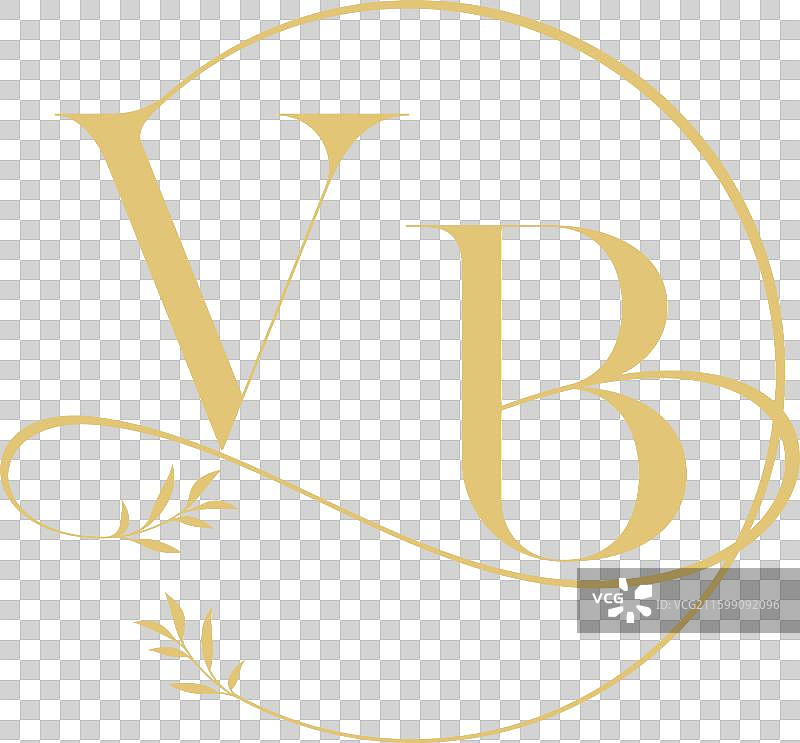 圆形和有机风格的VB婚礼字母组合图片素材