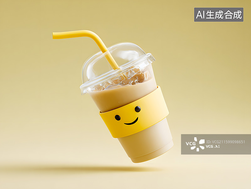 【AI数字艺术】一杯可爱的外卖咖啡奶茶图片素材