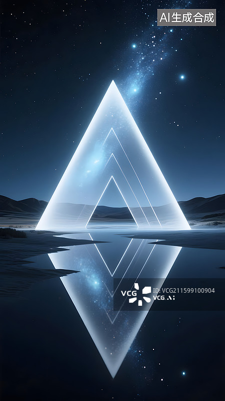 【AI数字艺术】发光蓝色科技山川银河极光未来概念背景图图片素材