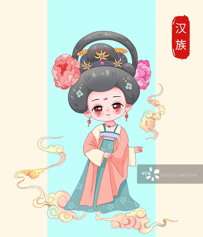 国潮卡通五十六个民族-汉族图片素材