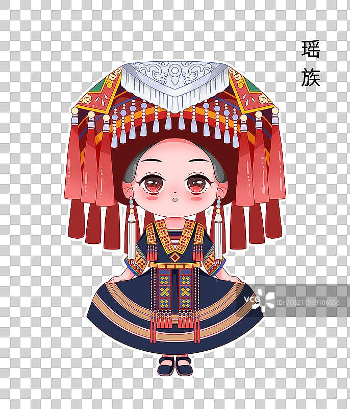 五十六个民族卡通可爱形象瑶族图片素材