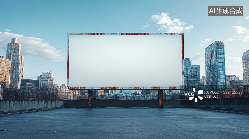 【AI数字艺术】现代城市中户外空白广告牌图片素材