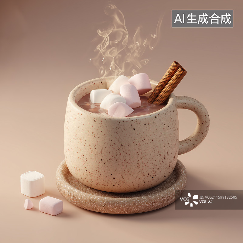 【AI数字艺术】热可可棉花糖立体图片素材