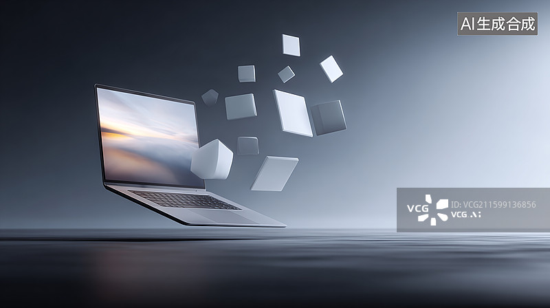 【AI数字艺术】笔记本电脑与app概念背景图图片素材