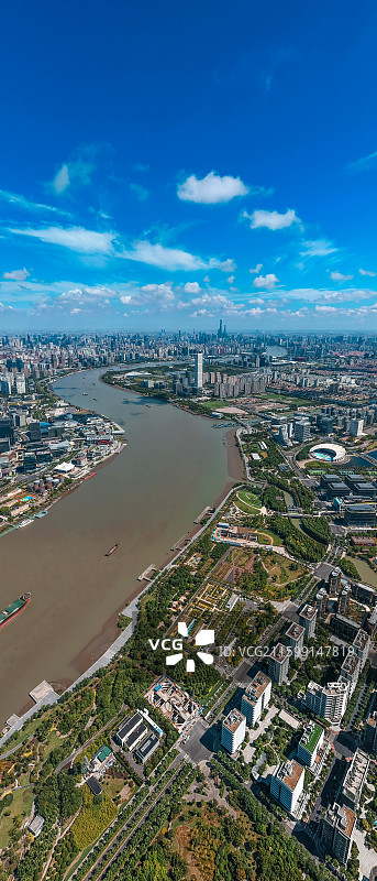 航拍上海浦东新区世博前滩图片素材