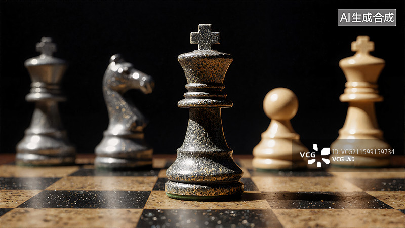 【AI数字艺术】国际象棋对弈瞬间图片素材