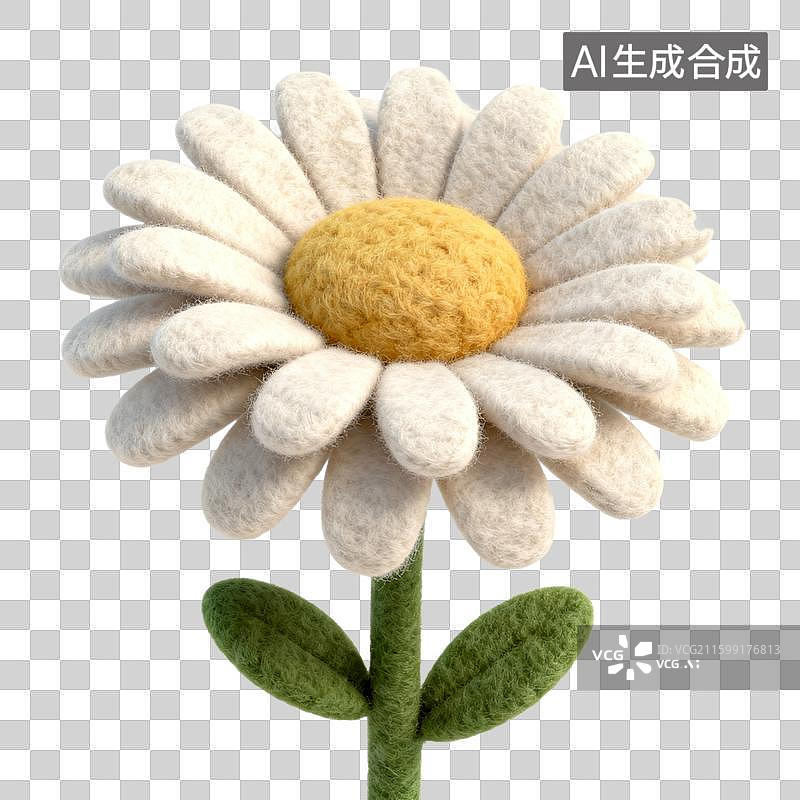 【AI数字艺术】手工羊毛毡雏菊花图片素材
