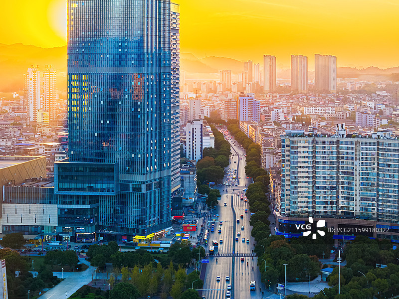 航拍江西萍乡秋收起义广场城市全景图片素材